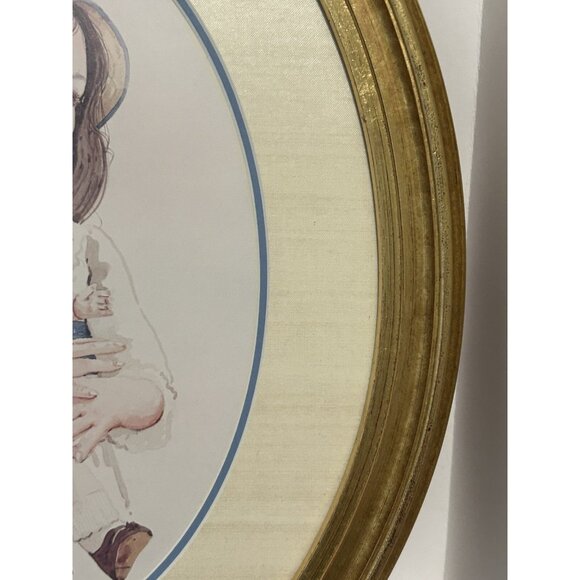 Jan Hagara Oval Frame Matted Art Girl & Doll Romantic Victoriana ‘77 Cottagecore - Picture 13 of 16